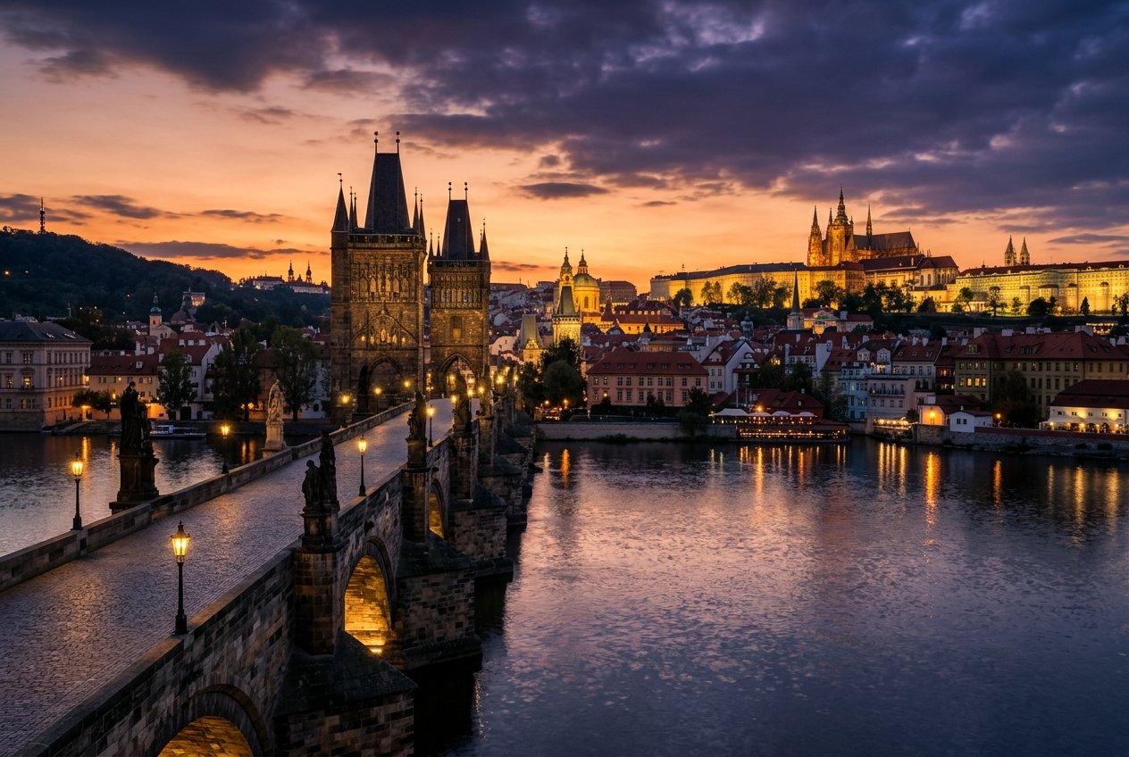 Prague castle and Charles Bridge